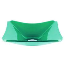 Cuba de vidro retangular chanfrada 37cm verde