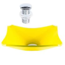 Cuba De Vidro Retangular Chanfrada 39Cm Amarelo + Válvula