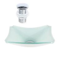 Cuba De Vidro Retangular Chanfrada 39Cm Branco + Válvula