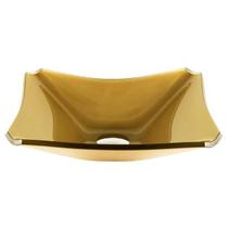 Cuba De Vidro Retangular Chanfrada 39Cm Dourado Real