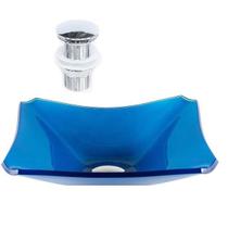 Cuba De Vidro Retangular Chanfrada 39Cm ul Escuro +Válvula