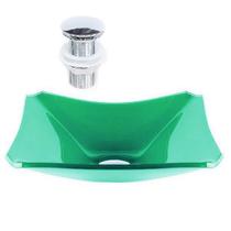 Cuba De Vidro Retangular Chanfrada 39Cm Verde + Válvula