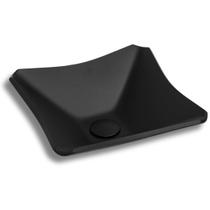 Cuba de Vidro Temperado Quadrada Retrô 33cm Banheiro Lavabo - Acabamento Preto Fosco