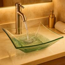 Cuba de Vidro Verde 3042 cm Apoio Retangular para Banheiro Elegância e Durabilidade