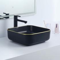 Cuba Deend De Cerâmica Quadrina NeroDorato Banheiro 39x39x14cm