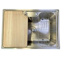 Cuba diamond gourmet 62x43x21cm aco inox 304 0,8mm c/ cesto aramado, tabua, dosador e valvula 4 1/2 br cubas Cuba diamond gourmet 62x43x21cm aco inox 304 0,8mm c/ cesto aramado, tabua, dosador e valvula 4 1/2 br cubas