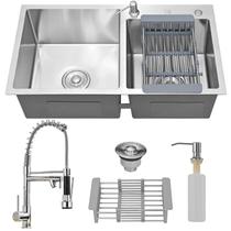 Cuba Dupla Aço Inox Torneira Flexível Gourmet Cozinha Prata - Holtter Home Design