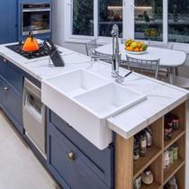 Cuba Dupla Cozinha Farm Sink Padrão 77 Cm Estilo Fazenda Avental