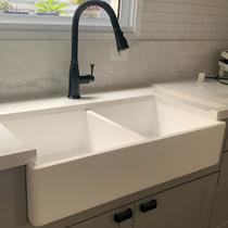 Cuba Dupla Cozinha Farm Sink Padrão 87 Cm Estilo Fazenda Avental - Branco