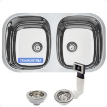 Cuba Dupla de Cozinha 77X45 Tramontina Prime Isis Inox Alto Brilho com Escape