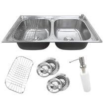 Cuba Dupla De Cozinha Gourmet Aço Inox 78x43cm Com Acessórios Stillus Home