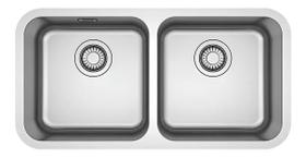 Cuba Dupla de Embutir Franke Bell 77,5x40cm em Aço Inox Com Sifão e Válvula 4,5 Cuba Dupla de Embutir Franke Bell 77,5x40cm em Aço Inox Com Sifão e Válvula 4,5