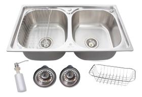 Cuba Dupla Gourmet Cozinha Aço Inox 304 Com Acessorios 78X43 Cuba Dupla Gourmet Cozinha Aço Inox 304 Com Acessorios 78X43