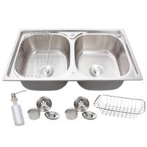 Cuba Dupla Gourmet Cozinha Aço Inox 304 Com Acessórios