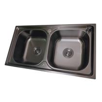 Cuba Dupla Gourmet Cozinha Aço Inox 304 Preta 78x43cm