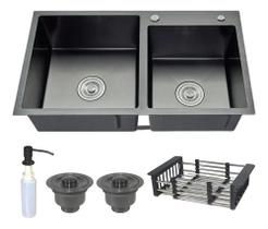 Cuba Dupla Gourmet Inox 304 Bancada Cozinha Pia Sobrepor Embutir