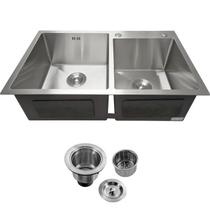Cuba Dupla Inox 304 Quadrada Gourmet Plana Cozinha 78x45 com Válvula SMARTINOX SQ804