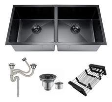 Cuba Dupla Inox Quadrada Nanoblack Cozinha Pia Gourmet 75x41 Cuba Dupla Inox Quadrada Nanoblack Cozinha Pia Gourmet 75x41
