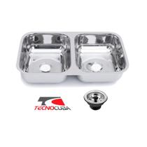 Cuba Dupla Invertida Inox 304 Cozinha 72x40x17cm com Válvulas - Tecnocuba