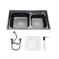 Cuba Dupla Preta Cozinha Gourmet Inox Luxo C/ Acessórios Cuba Dupla Preta Cozinha Gourmet Inox Luxo C/ Acessórios