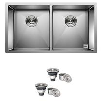Cuba Dupla Quadrada Inox 304 Cozinha Pia Embutir Sobrepor Gourmet 8040 Premium com Válvula