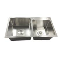 Cuba Dupla Quadrada Para Cozinha Safira Aço Inox Esco 78x43 - Guimmis