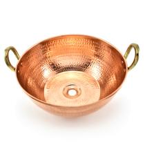 Cuba em Cobre Grande 47 Cm Alças De Bronze Pia Tipo Tacho