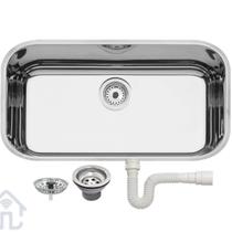 Cuba Embutir Cozinha Tramontina N2 56x34x14 Perfecta Aço Inox Polido C/Sifão e Válvula Cuba Embutir Cozinha Tramontina N2 56x34x14 Perfecta Aço Inox Polido C/Sifão e Válvula