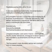 Cuba Esculpida Em Porcelanato 90x40x15 Com Kit Instalação cor:branco
