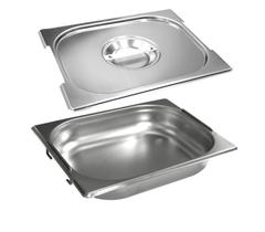 Cuba Gastronômica EM INOX GN 1/2x65 mm 3,8 Litros COM ALÇA + TAMPA Em INOX 1/2 Com RECORTE ZAHAV