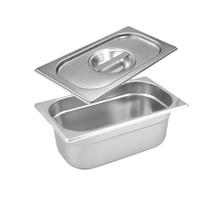 CUBA Gastronômica Em INOX GN 1/9x65 mm 590 ml + TAMPA 1/9 Em INOX Sem ABERTURA ZAHAV