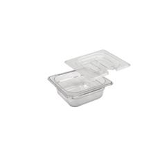 CUBA Gastronômica Em POLICARBONATO GN 1/6X65 mm 900 ml Com Tampa 1/6 Em POLI Com ABERTURA Para COLHERES CAMBRO