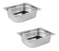 Cuba Gastronômica Gn 1/2 100mm Inox Rechaud Buffet Kit 2 Pçs Cuba Gastronômica Gn 1/2 100mm Inox Rechaud Buffet Kit 2 Pçs
