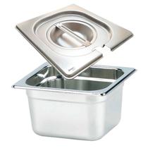 Cuba Gastronômica Inox GN 1/6x100 mm 1,5 Litros + TAMPA EM INOX Com Abertura Para Colher, Conchas e Afins Originais ZAHAV Cuba Gastronômica Inox GN 1/6x100 mm 1,5 Litros + TAMPA EM INOX Com Abertura Para Colher, Conchas e Afins Originais ZAHAV