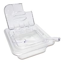 CUBA Gastronômica Policarbonato GN 1/6X65 900ml + TAMPA POLI FLIP DOBRADIÇA e ABERTURA SB + COLHER 21 cm