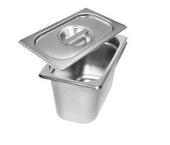 CUBA Gastronômicas Em INOX GN 1/4x150 mm 3,6 Litros Com TAMPA 1/4 Em INOX Sem ABERTURA ZAHAV