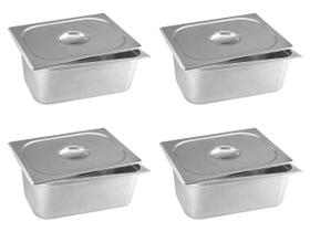 Cuba Gn Com Tampa Inox 1/1x150mm E0,7 Kit 4pçs Cuba Gn Com Tampa Inox 1/1x150mm E0,7 Kit 4pçs