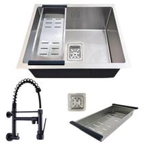 Cuba gourmet 44x44cm aço inox 304 e torneira de parede black Cuba gourmet 44x44cm aço inox 304 e torneira de parede black