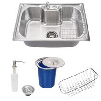 Cuba gourmet 50x40 inox 304 + kit com lixeira de embutir 5l