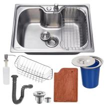 Cuba Gourmet 50x40cm Aço Inox 304 + Tábua de corte e Lixeira