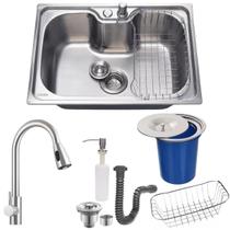 CUBA GOURMET 50X40cm INOX304 + TORNEIRA EXTENSÍVEL E LIXEIRA