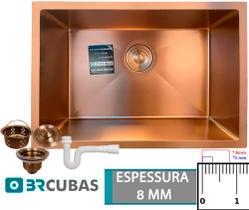 Cuba gourmet - 600x400x220 mm espessura 0.8mm ROSE GOLD + sifão - BR CUBAS