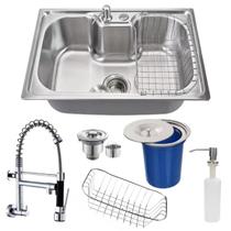 Cuba Gourmet 60x42 Inox304 + Lixeira 5l E Torneira De Parede Cuba Gourmet 60x42 Inox304 + Lixeira 5l E Torneira De Parede