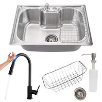 Cuba gourmet 60x42cm açoinox escovado + torneira touch preta Cuba gourmet 60x42cm açoinox escovado + torneira touch preta