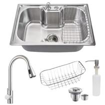 Cuba gourmet 60x42cm em aço inox 304 com torneira extensível