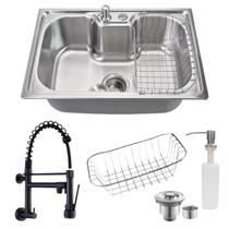 Cuba Gourmet 60x42cm Inox304 + Torneira Gourmet Parede Preta Cuba Gourmet 60x42cm Inox304 + Torneira Gourmet Parede Preta