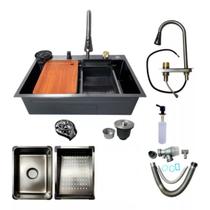 Cuba Gourmet Cascata Multifuncional Aço Inox Luxo Lava Copos Cuba Gourmet Cascata Multifuncional Aço Inox Luxo Lava Copos