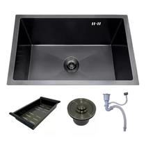Cuba Gourmet Cozinha 50x40 Completa Aço Inox 304 Escovado Preta