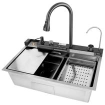 Cuba Gourmet De Cozinha Aço Inox 304 Painel Digital Torneira Monocomando Dispense E Tábua de Corte