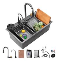 Cuba Gourmet De Pia Cozinha Aço Inox Cascata Quente E Fria